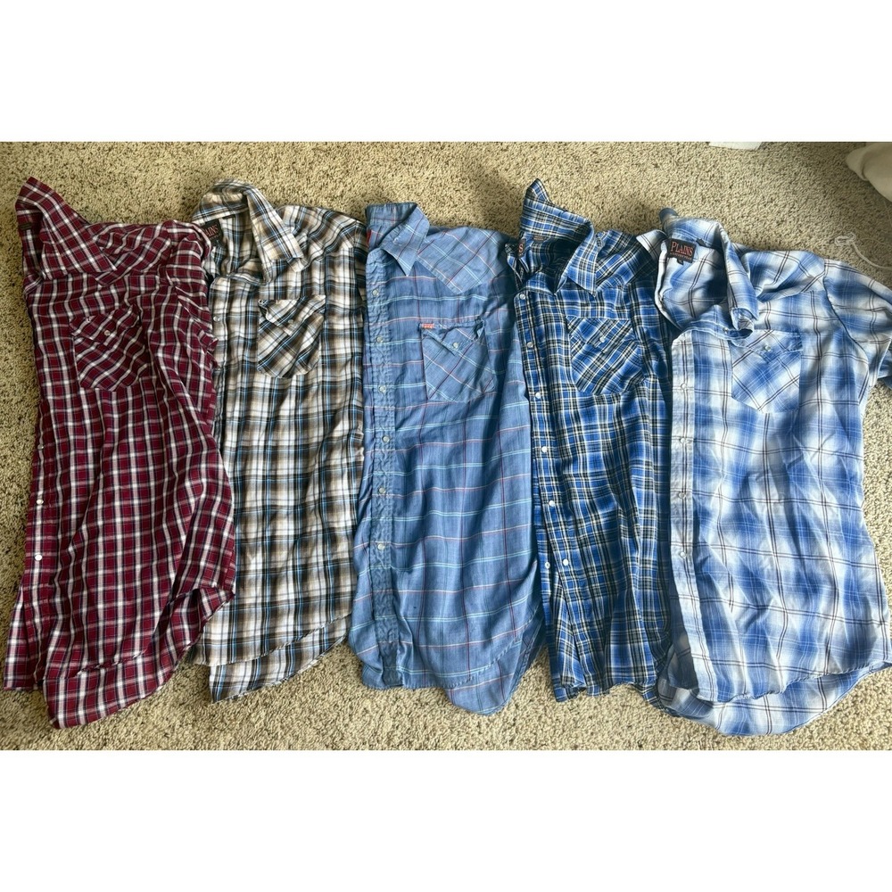 Men's Plains Western Pearl Snap Shirts Size Xl Lot Of 5